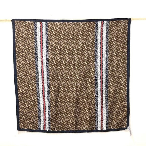 BURBERRY TB logo Scarf silk Brown/Black